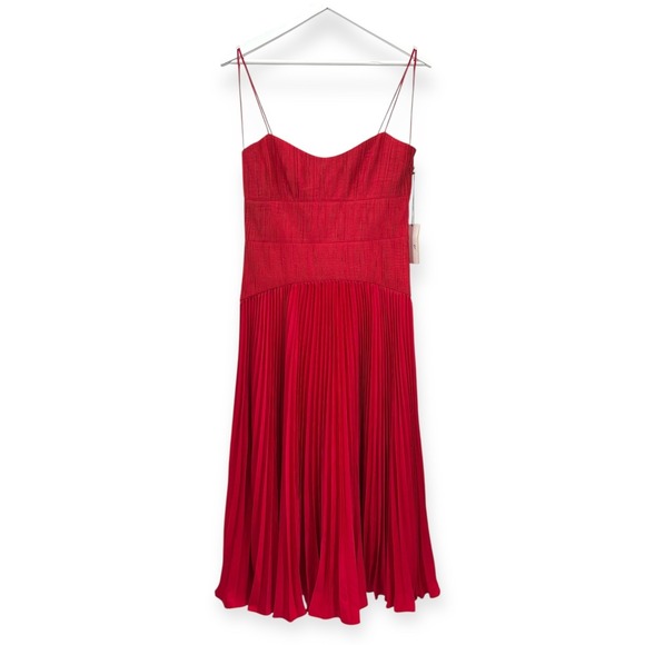 NWT AMUR Cherry Drop Waist Pleated Midi Dress in Red - Size 8‎ - Picture 6 of 16